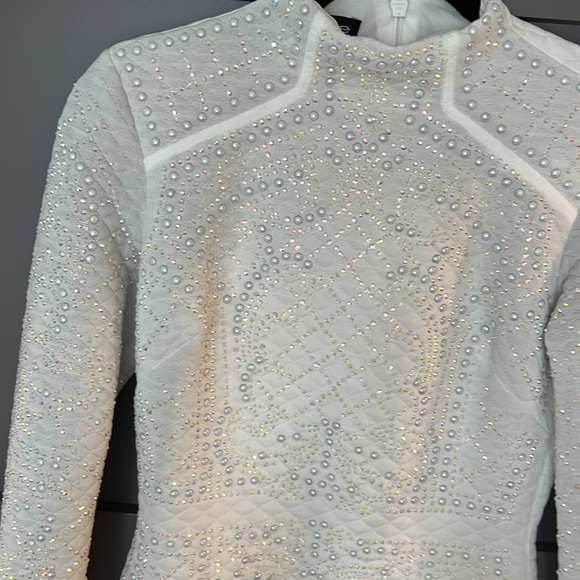 BEBE Embellished Rhinestone Long Sleeved Dress - Picture 2 of 3